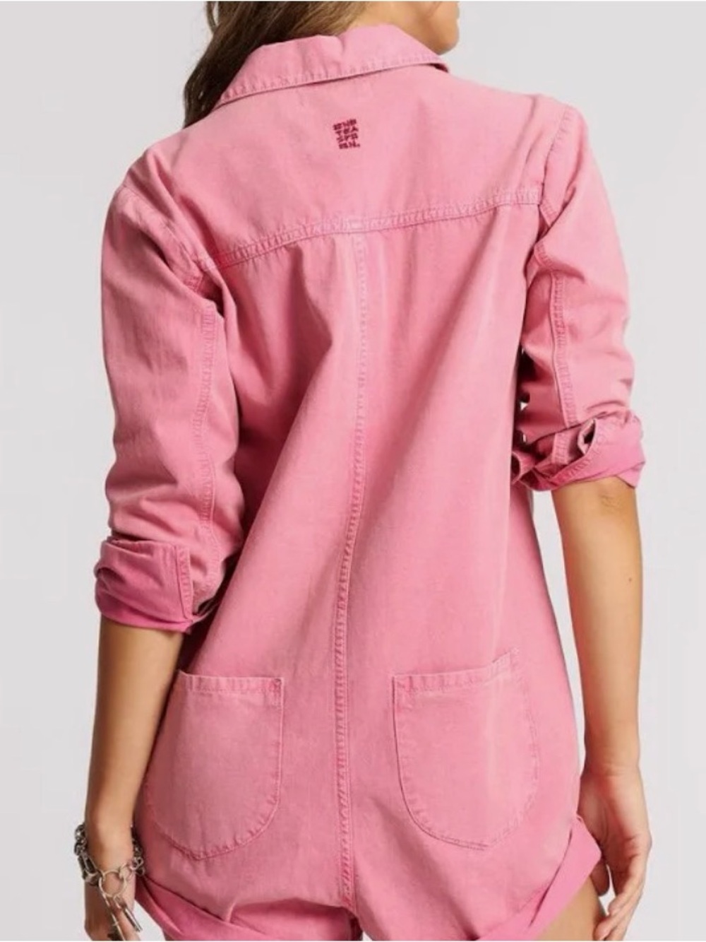 One Teaspoon Pink Button-Front Romper - Picture 2 of 4